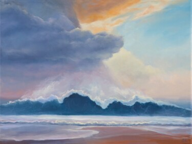 Painting titled "Salty wind" by Svetlana Lebedeva, Original Artwork, Oil Mounted on Wood Stretcher frame