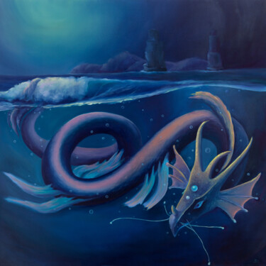 Schilderij getiteld "The Sea ​​Dragon" door Svetlana Lebedeva, Origineel Kunstwerk, Olie