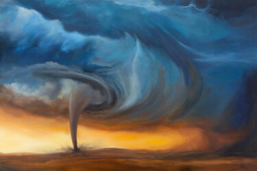 Painting titled "Tornado" by Svetlana Lebedeva, Original Artwork, Oil Mounted on Wood Stretcher frame