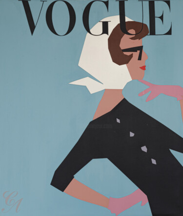 "Vogue in blue" başlıklı Tablo Svetlana Loskurinskaia tarafından, Orijinal sanat, Deri Ahşap Sedye çerçevesi üzerine monte e…