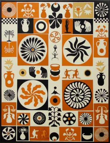 绘画 标题为“Ethnic ornaments” 由Svetlana Loskurinskaia, 原创艺术品, 皮革