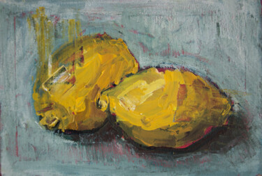 Schilderij getiteld "lemons" door Svetlana Lukina, Origineel Kunstwerk, Acryl