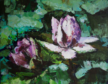 Schilderij getiteld "two water lilies" door Svetlana Lukina, Origineel Kunstwerk, Acryl