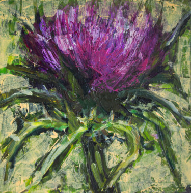 Painting titled "prickly flower" by Svetlana Lukina, Original Artwork, Acrylic
