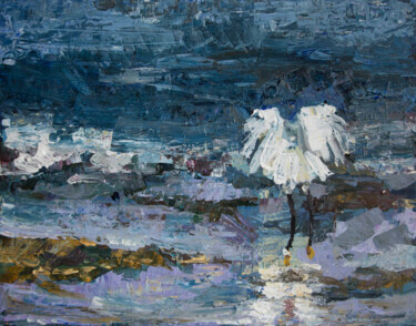 Peinture intitulée "Storm, sea, bird" par Svetlana Lukina, Œuvre d'art originale, Acrylique