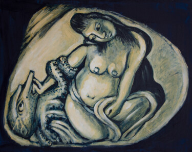 Malerei mit dem Titel "the woman on top" von Svetlana Lukina, Original-Kunstwerk, Acryl