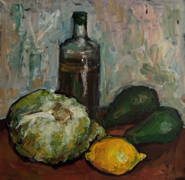 Malerei mit dem Titel "still life with cab…" von Svetlana Lukina, Original-Kunstwerk, Acryl