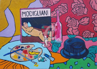 Painting titled "In memory of Modigl…" by Svetlana Grishkovec-Kiisky, Original Artwork, Oil Mounted on Wood Stretcher frame
