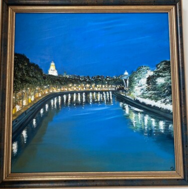 Peinture intitulée "Night Tbilisi" par Svetlana Pataridze, Œuvre d'art originale, Huile