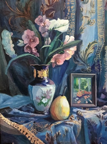 Painting titled "Still life. A vase…" by Svetlana Prokosheva, Original Artwork, Gouache