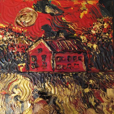 Pintura intitulada "Vermont Red Farm" por Svetlana Pyzurenko, Obras de arte originais, Acrílico