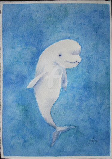 Картина под названием "Beluga" - Svetlana Samovarova (SA.LANA), Подлинное произведение искусства, Акварель