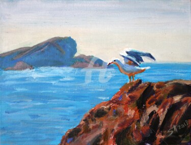 Painting titled "Seagull" by Svetlana Samovarova (SA.LANA), Original Artwork, Acrylic
