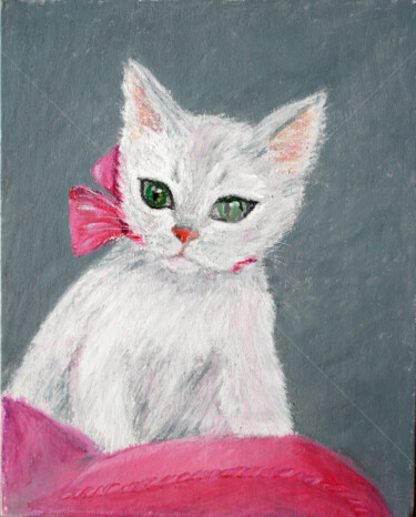 Zeichnungen mit dem Titel "Cat Kiku" von Svetlana Samovarova (SA.LANA), Original-Kunstwerk, Öl