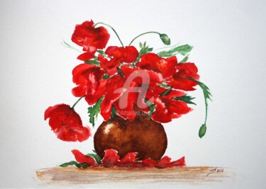Painting titled "Red Scent" by Svetlana Samovarova (SA.LANA), Original Artwork, Watercolor
