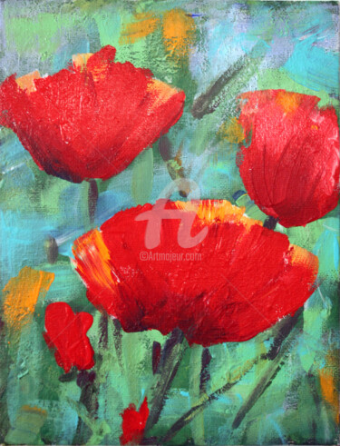Картина под названием "Poppy Morning" - Svetlana Samovarova (SA.LANA), Подлинное произведение искусства, Акрил