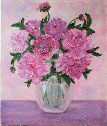 Картина под названием "Розовые на розовом" - Svetlana Samovarova (SA.LANA), Подлинное произведение искусства, Масло