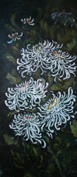 Malarstwo zatytułowany „Chrysanthemum” autorstwa Svetlana Samovarova (SA.LANA), Oryginalna praca, Olej