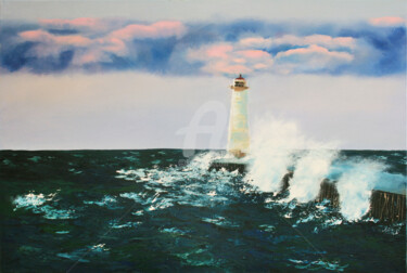Schilderij getiteld "lighthouse" door Svetlana Samovarova (SA.LANA), Origineel Kunstwerk, Olie