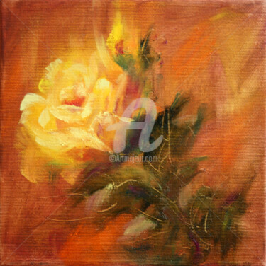 Peinture intitulée "rose-02" par Svetlana Samovarova (SA.LANA), Œuvre d'art originale, Huile