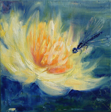 Painting titled "water-lily-01" by Svetlana Samovarova (SA.LANA), Original Artwork, Oil