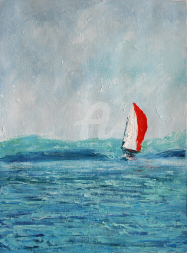 Peinture intitulée "scarlet-sail" par Svetlana Samovarova (SA.LANA), Œuvre d'art originale, Huile