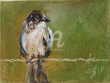 Painting titled "01mini-bird-001" by Svetlana Samovarova (SA.LANA), Original Artwork, Oil