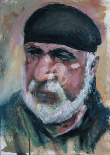 Картина под названием "PORTRAIT OF A MAN" - Svetlana Samovarova (SA.LANA), Подлинное произведение искусства, Масло