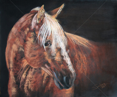 Dessin intitulée "HORSE... PORTRAIT II" par Svetlana Samovarova (SA.LANA), Œuvre d'art originale, Pastel