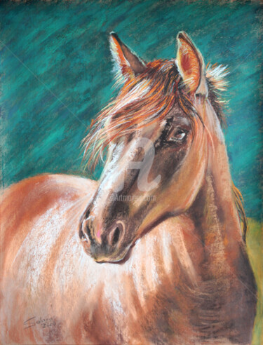 Dessin intitulée "HORSE... PORTRAIT IV" par Svetlana Samovarova (SA.LANA), Œuvre d'art originale, Pastel