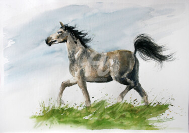 Peinture intitulée "HORSE VII" par Svetlana Samovarova (SA.LANA), Œuvre d'art originale, Aquarelle