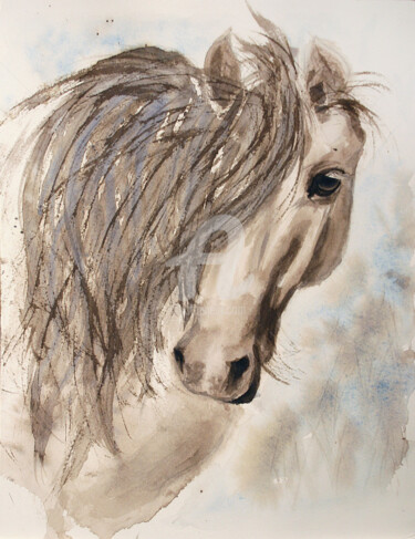 Картина под названием "HORSE IV / WELSH PO…" - Svetlana Samovarova (SA.LANA), Подлинное произведение искусства, Акварель