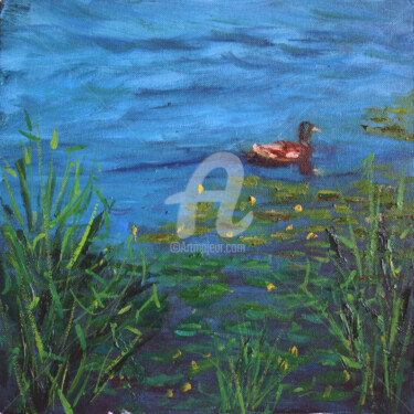 Malerei mit dem Titel "Pond" von Svetlana Samovarova (SA.LANA), Original-Kunstwerk, Öl
