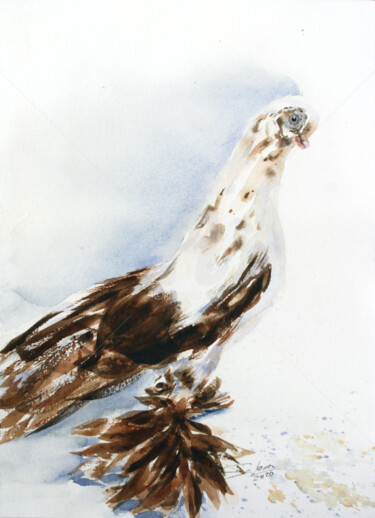 Painting titled "DOVE I" by Svetlana Samovarova (SA.LANA), Original Artwork, Watercolor