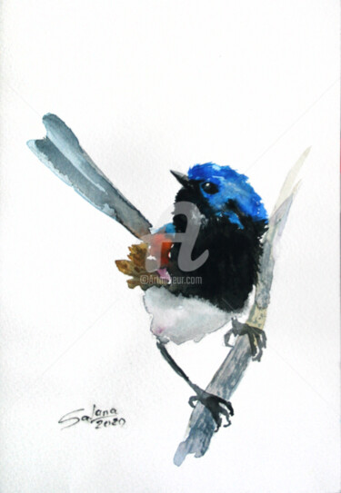 Painting titled "BIRD I" by Svetlana Samovarova (SA.LANA), Original Artwork, Watercolor