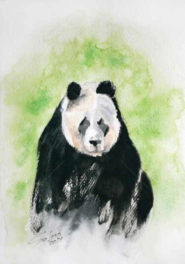 Картина под названием "Panda I" - Svetlana Samovarova (SA.LANA), Подлинное произведение искусства, Акварель