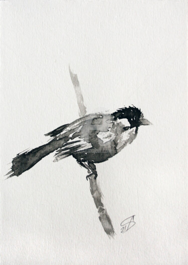 Рисунок под названием "BIRD I / Ink" - Svetlana Samovarova (SA.LANA), Подлинное произведение искусства, Чернила