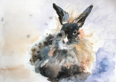 Painting titled "Bunny 2" by Svetlana Samovarova (SA.LANA), Original Artwork, Watercolor