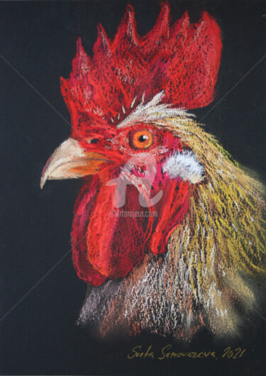 「Rooster」というタイトルの描画 Svetlana Samovarova (SA.LANA)によって, オリジナルのアートワーク, パステル