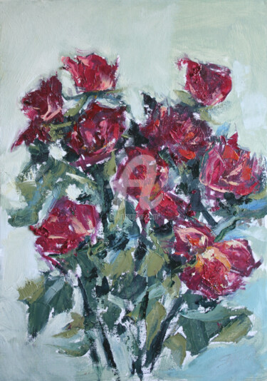 Painting titled "DRY ROSES II..." by Svetlana Samovarova (SA.LANA), Original Artwork, Oil