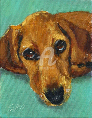 Painting titled "DOG 03.24" by Svetlana Samovarova (SA.LANA), Original Artwork, Oil