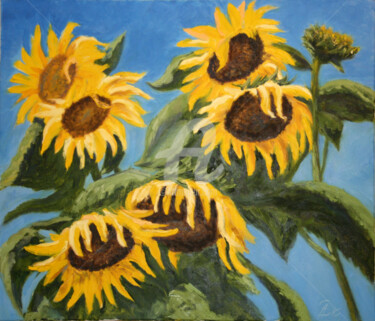 Painting titled "Sunflowers" by Svetlana Samovarova (SA.LANA), Original Artwork, Oil