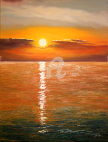 Painting titled "Sunset" by Svetlana Samovarova (SA.LANA), Original Artwork, Oil