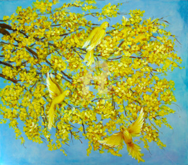 Schilderij getiteld "Yellow Sonata" door Svetlana Samovarova (SA.LANA), Origineel Kunstwerk, Acryl