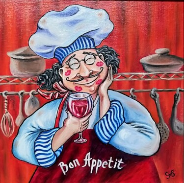 Pintura intitulada "Cheerful cook" por Svetlana Samsonova, Obras de arte originais, Óleo