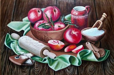 Картина под названием "Waiting for peach p…" - Svetlana Samsonova, Подлинное произведение искусства, Масло
