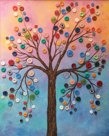 Painting titled "Money Tree." by Svetlana Samsonova, Original Artwork, Collages