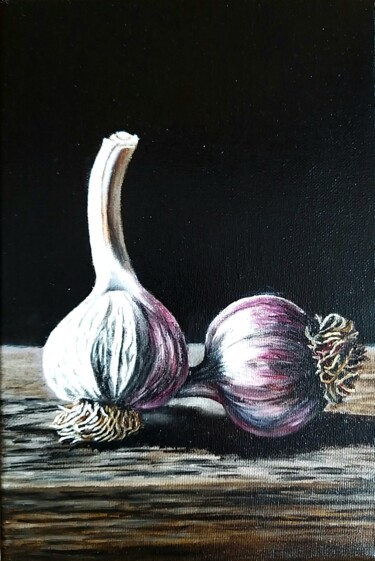 Painting titled "Garlic." by Svetlana Samsonova, Original Artwork, Oil