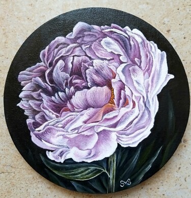 Malerei mit dem Titel "A little peony." von Svetlana Samsonova, Original-Kunstwerk, Öl