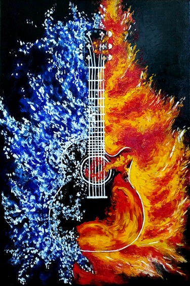 Malerei mit dem Titel "Guitar sounds." von Svetlana Samsonova, Original-Kunstwerk, Öl